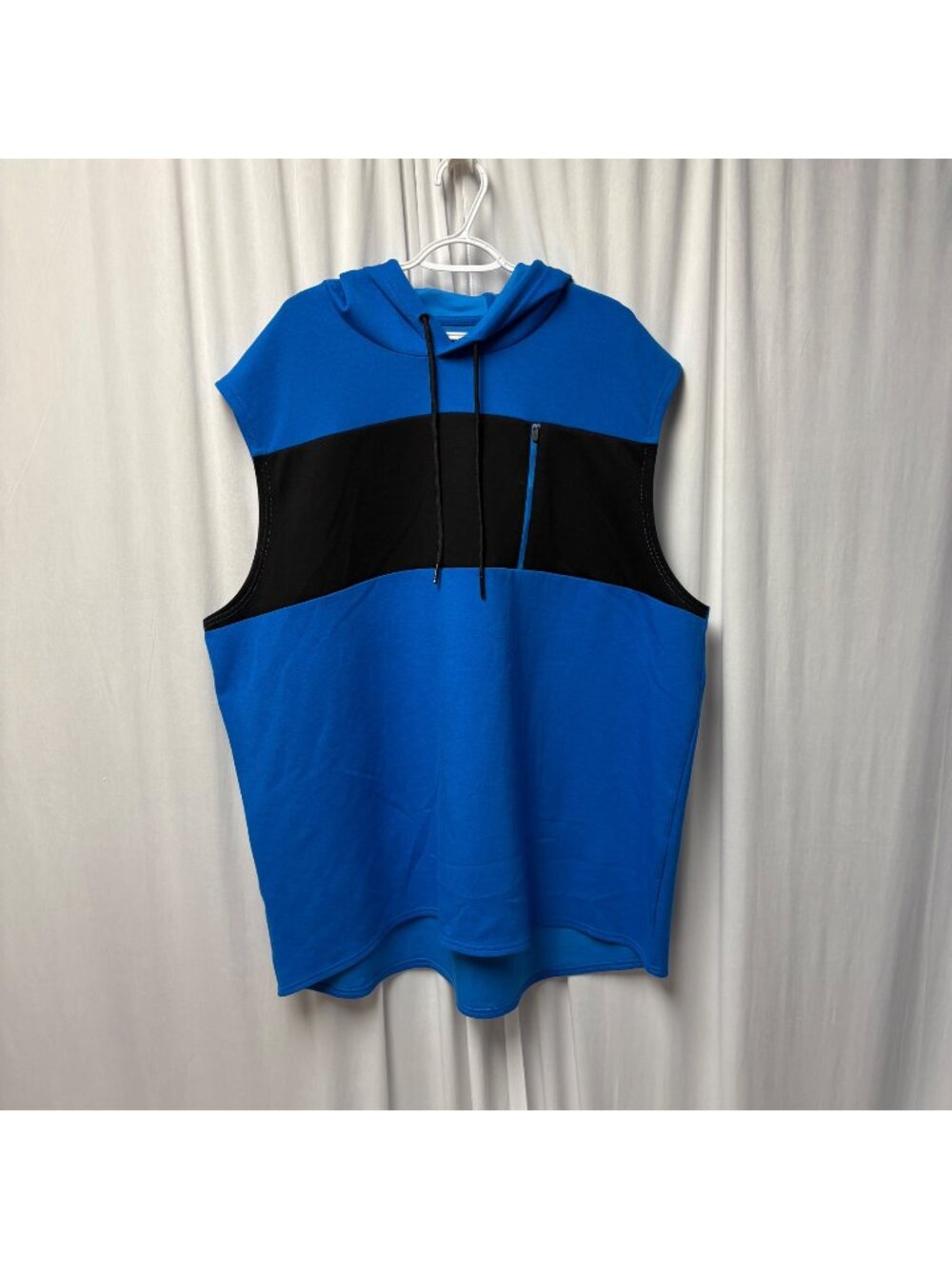 Sports Illustrated Sleeveless Hoodie Mens Sz 3XL Chest Zipper Pocket Blue Black
